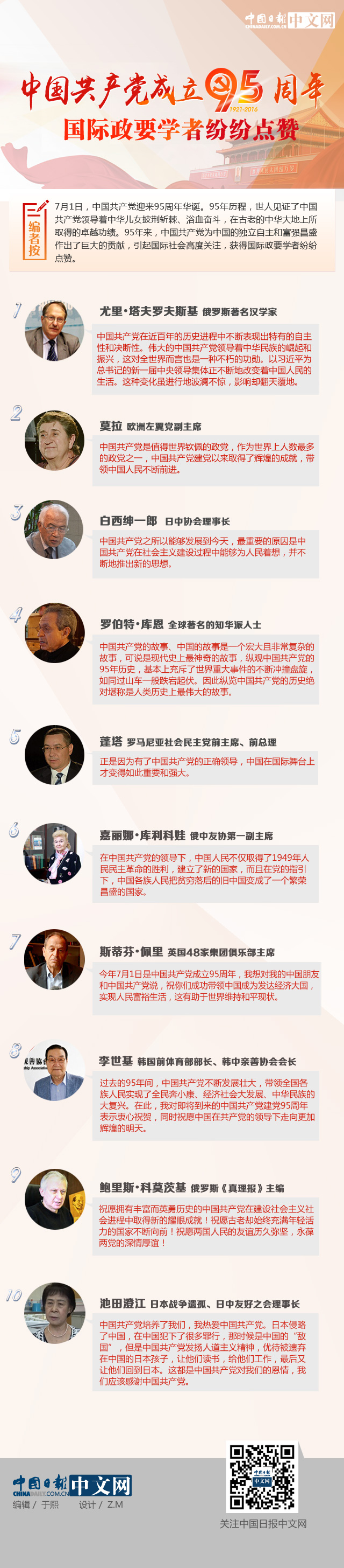 中國共產(chǎn)黨成立95周年 國際政要學(xué)者紛紛點(diǎn)贊