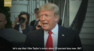 霉霉打破沉默表達政治立場，特朗普：對她歌的喜愛減少25%丨外媒說