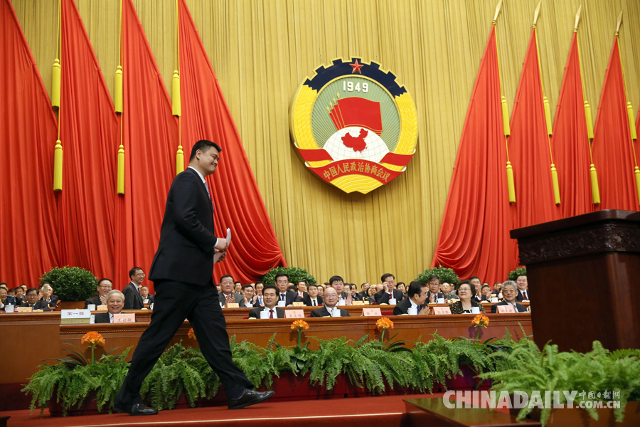 姚明在全國政協(xié)十二屆五次會(huì)議第三次全體會(huì)議上發(fā)言