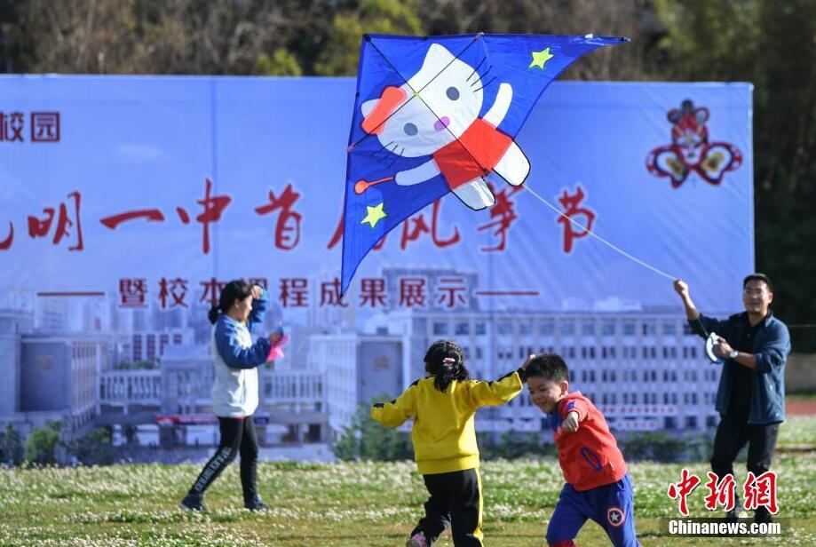 各類風箏昆明藍天下“斗艷”