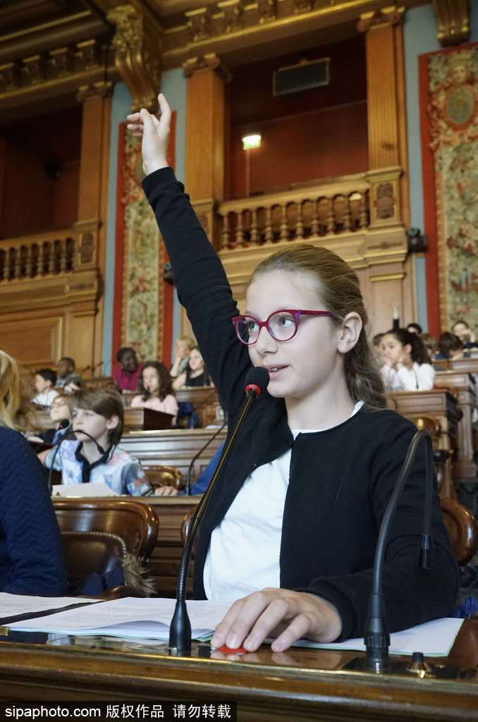 巴黎舉行萌娃理事會(huì)討論教務(wù) 小小“議員”舉手參與嚴(yán)肅呆萌
