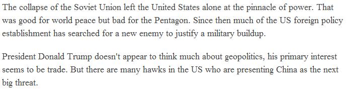 【老外談】美國(guó)學(xué)者:中國(guó)并非美國(guó)的敵對(duì)國(guó)