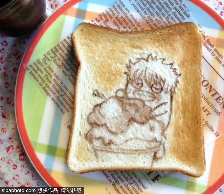 不忍心吃系列 日本藝術(shù)家在吐司面包上畫動漫