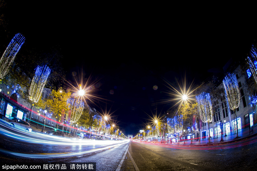 燈火通明不夜城 巴黎香榭麗舍大道亮燈浪漫絕美