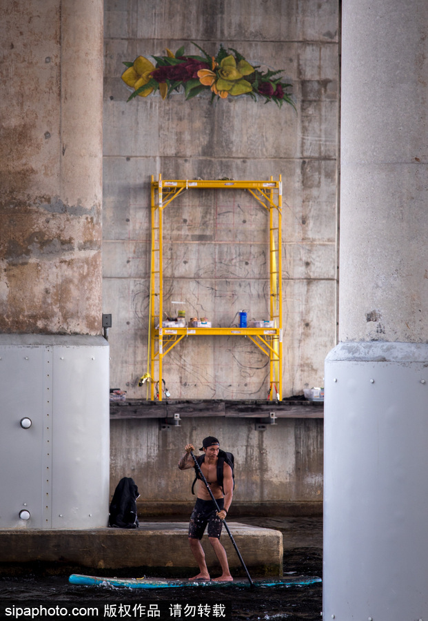 美國萊克沃思街頭繪畫藝術節 各國藝術家齊聚大展身手