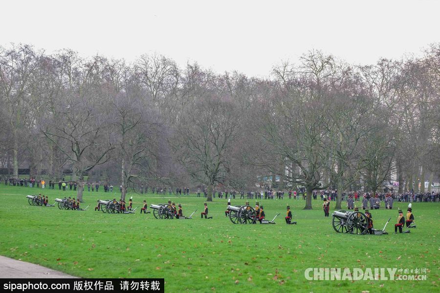 英女王登基66周年紀念 皇家騎兵炮兵團發射41響禮炮慶祝