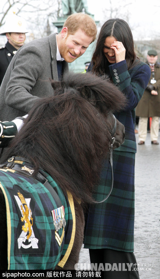 望夫眼！哈里王子與未婚妻十指緊扣到訪愛丁堡 心情大好與小馬打招呼