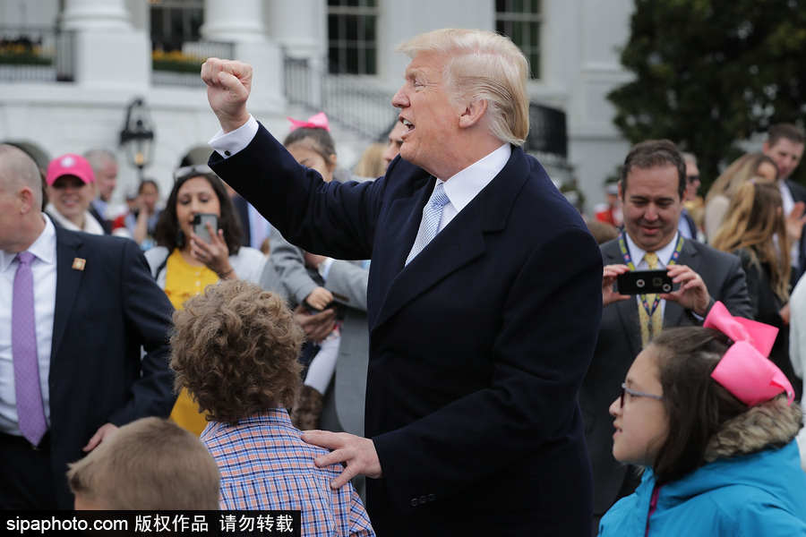 白宮舉行復活節滾彩蛋活動 “第一家庭”白宮南草坪狂歡