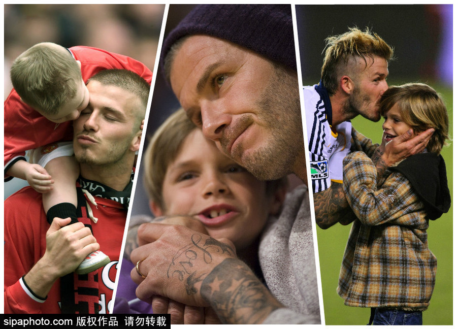 親吻狂魔貝克漢姆！除了小七 兒子們也逃不過