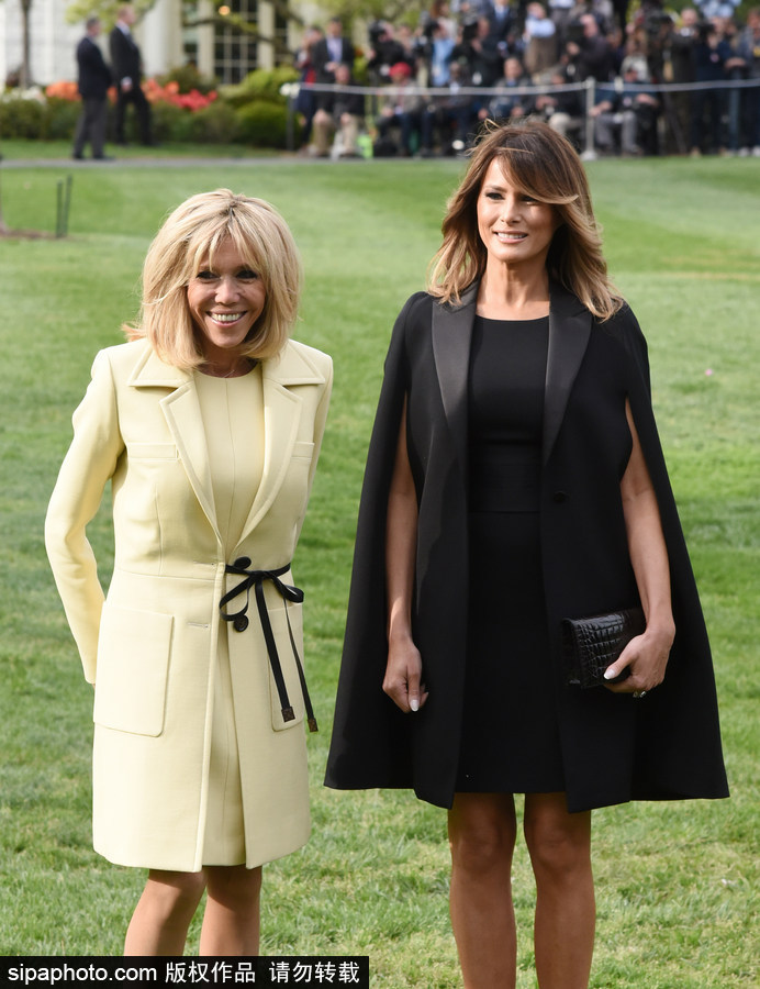 美法第一夫人同框！高貴氣質不相上下