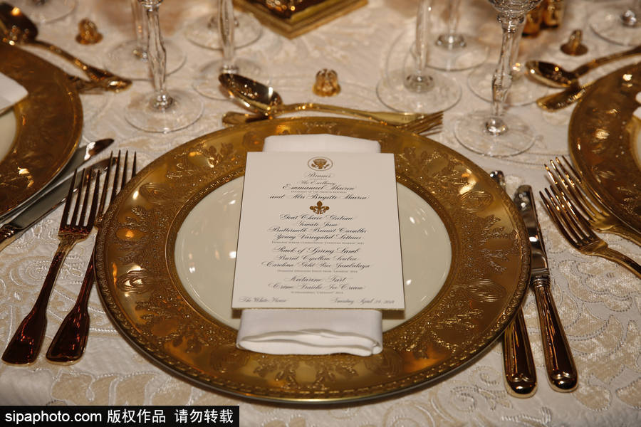 高貴又奢華！特朗普歡迎馬克龍宴會陳設(shè)曝光