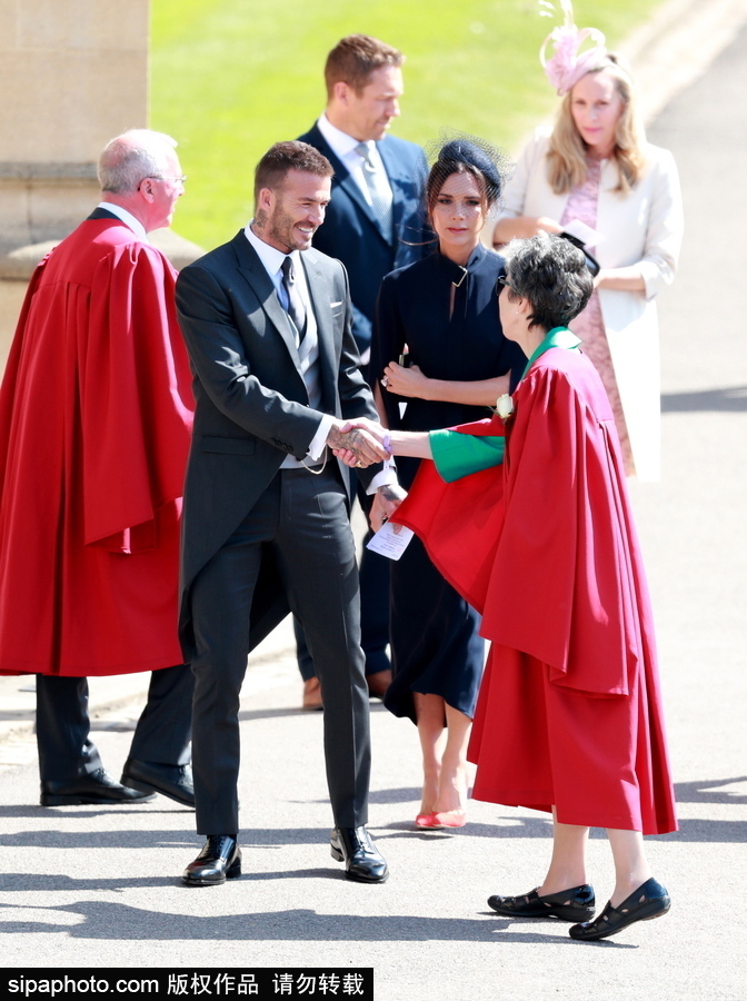 哈里王子大婚現場名流云集 貝克漢姆夫婦盛裝亮相