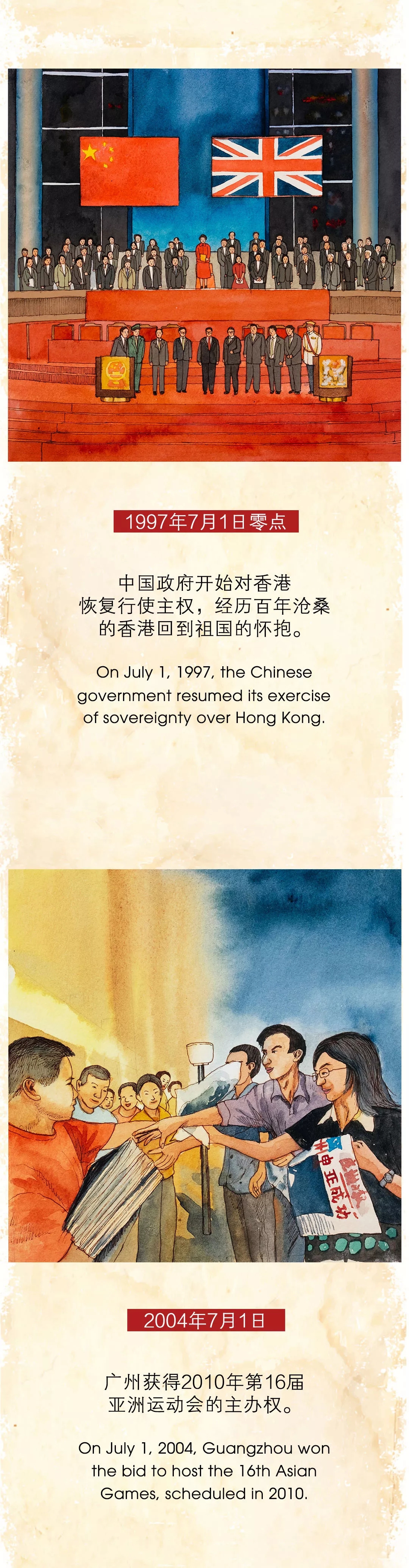 水彩手繪，還原7月1日發生過的大事！丨圖圖是道