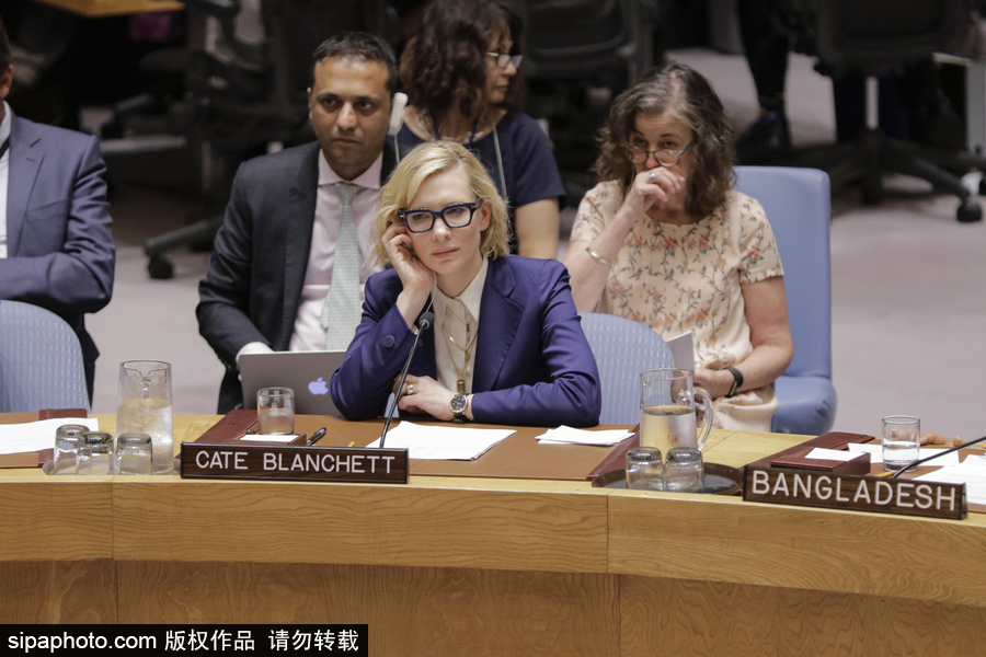 大魔王氣場超強(qiáng)！好萊塢女星凱特·布蘭切特現(xiàn)身聯(lián)合國會議