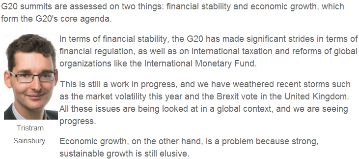 【老外談G20】 G20峰會發(fā)出了全球經(jīng)濟治理的積極信號